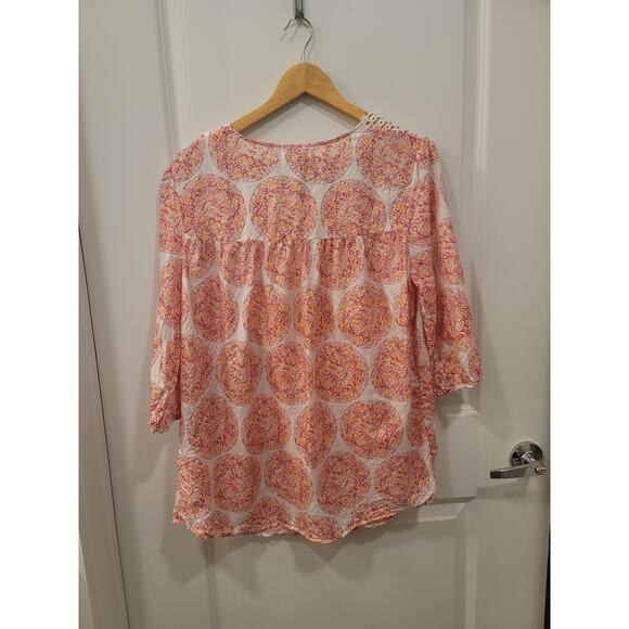 Calypso St. Barth Pink Medallion Crochet Blouse - Picture 4 of 10